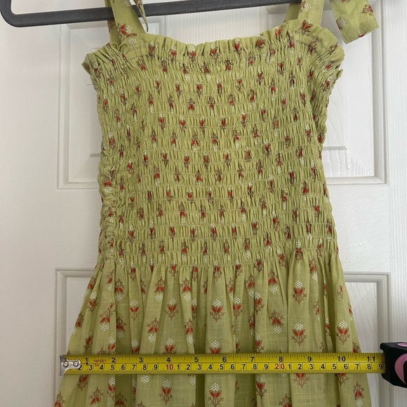 CB Positano Floral Green Tiered Tie Straps Midi Maxi Dress Cottagecore - Picture 2 of 8